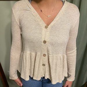 In good condition, medium, tan, Long sleeve button up float shirt